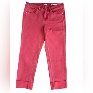 J Jill Denim Authentic Fit Cropped Pants in Salman Color Frayed Hem Cuff size 4